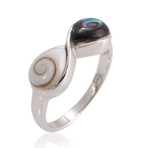 Sterling Silver Abalone Shiva Eye Shell Inlay Infinity Endless Love Symbol Ring Jewelry Size 6, 7, 8