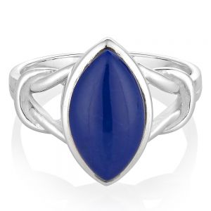 925 Sterling Silver Blue Lapis Lazuli Gemstone Marquise Shape Band Ring Jewelry Size 6, 7, 8 