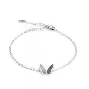 Stainless Steel Sand Brushed Finish Little Butterfly Charm Adjustable Women Bracelet Chain 6 - 8.5"