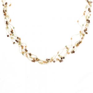 Multi-Colored Cultured Freshwater Pearl Multi Strand Silk Thread Long Necklace 35"-37"