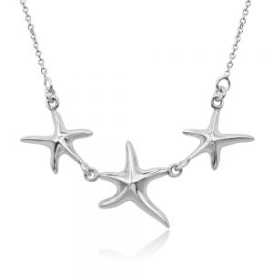 SUVANI 925 Sterling Silver Triple Tree Starfish Family Charm Necklace w/Necklace Adjustable 16"-18"