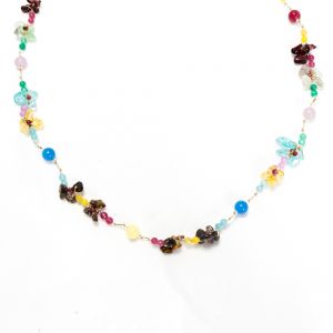 Multi-Colored Candy Resin Beads Silk Thread Long Fashion Colorful Necklace for Women 37-39"