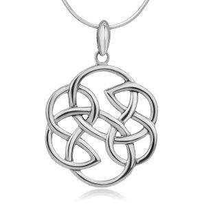 SUVANI Sterling Silver Open Celtic Knot Infinity Endless Love Round Shaped Pendant Necklace 18"
