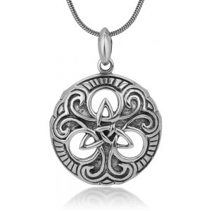 SUVANI Sterling Silver Triquetra Trinity Triangle Celtic Knot Shaped Shape Pendant Necklace 18"
