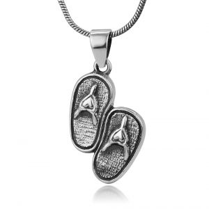 SUVANI Sterling Silver Little Heart Flip Flop Slipper Love Beach Shoes Pendant Necklace, 18 inches