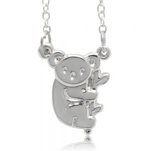 Cute Koala Bear on Bambboo Tree Branch Pendant Necklace Adjustable Link Chain 19 - 21"