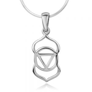 SUVANI Sterling Silver Open Ajna 3rd Third Eye Chakra Symbol Spiritual Pendant Necklace 18" Chain