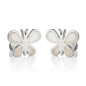 SUVANI 925 Sterling Silver White Mother of Pearl Little Butterfly 7 mm Post Stud Earrings