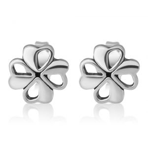 SUVANI Sterling Silver Tiny Little Irish Four (4) Leaf Leaves Clover 8 mm Post Stud Earrings Lucky Jewelry