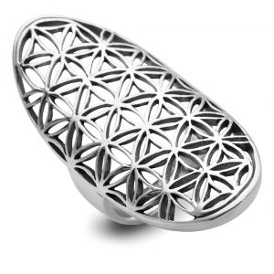 925 Sterling Silver Open Filigree Flower of Life Symbol 4 CM Long Large Band Ring – Nickel Free
