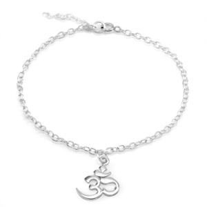 SUVANI Sterling Silver Yoga Om, Ohm, Aum, Sanskrit Charm Bracelet