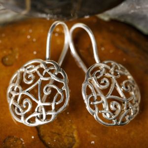 SUVANI 925 Oxidized Sterling Silver Celtic Knot Symbol Dangle Hook Earrings