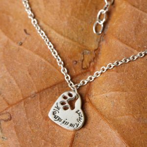 SUVANI Sterling Silver "Always in my Heart" Paw Print Dog Charm Bracelet