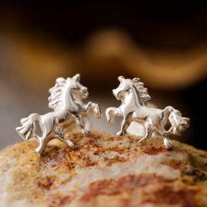 925 Sterling Silver Tiny Prancing Unicorn Horse Pony 5 mm Post Stud Earrings