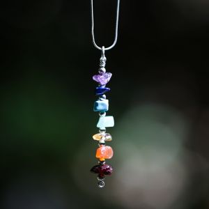SUVANI Sterling Silver Seven (7) Chakra Natural Gemstones Healing Pendant Necklace, 18 inches