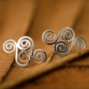 SUVANI 925 Sterling Silver Tribal Celtic Knots Double Spirals Ancient Symbol Tiny Post Stud Earring 14 mm