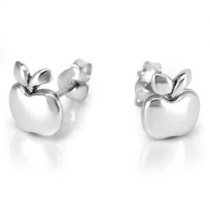 925 Sterling Silver Tiny Apple 9 mm Post Stud Earrings