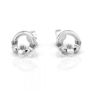 SUVANI 925 Sterling Silver Tiny Celtic Claddagh Friendship and Love 10 mm Post Stud Earrings