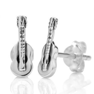 SUVANI 925 Sterling Silver Tiny Acoustic Guitar 12 mm Post Stud Earrings