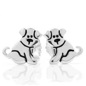 925 Sterling Silver Small Puppy Dog 11 mm Post Stud Earrings