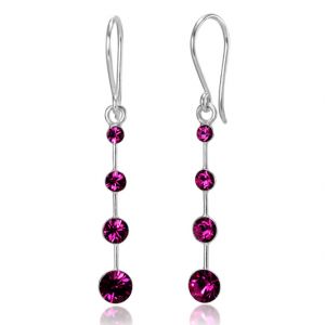 925 Sterling Silver Pink Swarovski Crystal Drop Dangle Hook Earrings