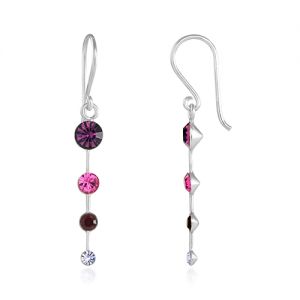 925 Sterling Silver Purple Swarovski Crystal Drop Dangle Earrings