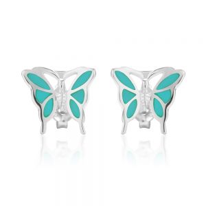 SUVANI 925 Sterling Silver Synthetic Blue Turquoise Butterfly 13 mm Post Stud Earrings