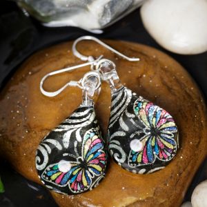 SUVANI Sterling Silver Glass Jewelry Colorful Butterfly Black Dangle Teardrop Earrings