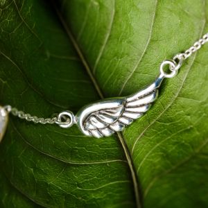 SUVANI 925 Oxidized Sterling Silver Angel Bird Wings Charm Adjustable Chain Bracelet 6.5 - 7.5 inches