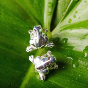 SUVANI Sterling Silver Natural Green Abalone Shell Frog Post Stud Earrings 13 mm Women Jewelry