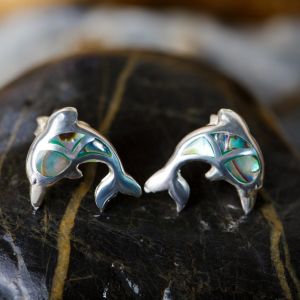 SUVANI 925 Sterling Silver Colored Dolphin Porpose Fish Post Stud Earrings