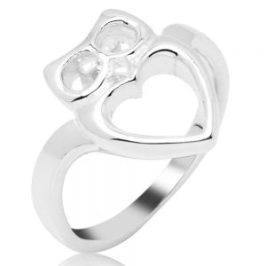 925 Sterling Silver Heart Shaped Owl Bird Love Wisdom Band Ring for Women Size 6