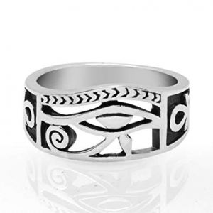 925 Sterling Silver Eye of Horus Egyptian Symbol of Protection Unisex Band Ring 6, 7, 8