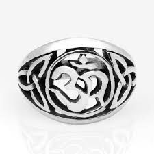 Sterling Silver Filigree Aum Om Ohm Sanskrit Triquetra Trinity Celtic Knot Unisex Band Ring