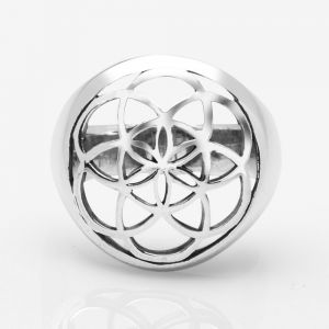 925 Sterling Silver Filigree The Seed of Life Symbol Sacred Geometry Mandala Band Ring Size 6