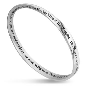 925 Sterling Silver Proverbs Christian Engraved Lord's Prayer Scripture Twisted Bangle Bracelet 9"