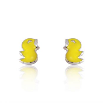 Children's 925 Sterling Silver Yellow Chicken 9 mm Post Stud Earrings