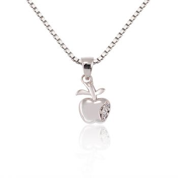Children's 925 Sterling Silver Cubic Zirconia CZ Apple Pendant Necklace, 13-15 inches