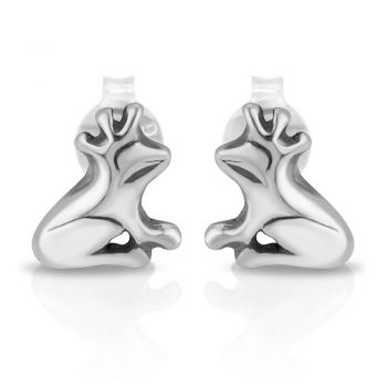 SUVANI 925 Sterling Silver Tiny Little Frog Prince Fairy Tale Story Animal Post Stud Earrings 8 mm 