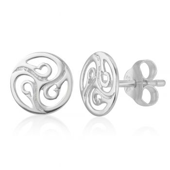 SUVANI 925 Sterling Silver Cut Open Tiny Celtic Knots Symbol Round Circle Post Stud Unisex Earrings 7 mm