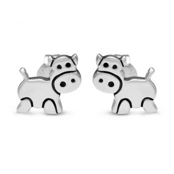 SUVANI Sterling Silver 10 mm Little Cow Cartoon Animal Post Stud Earrings