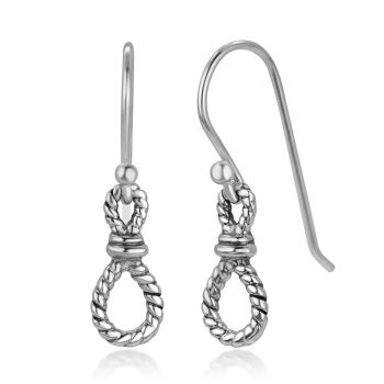 SUVANI 925 Oxidized Sterling Silver Infinity Forever Love Symbol Rope Design Dangle Hook Earrings 0.98"