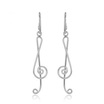 SUVANI Sterling Silver Treble G Clef Musical Note Music Lover Dangle Hook Earrings 2"
