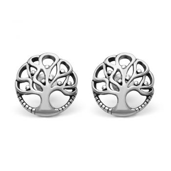 SUVANI Sterling Silver 12 mm Ancient Tree of Life Symbol Cut Open Round Post Stud Earrings