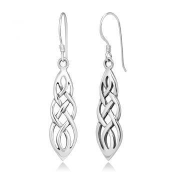 SUVANI 925 Sterling Silver Celtic Knot Symbol Inifity Long Drop Dangle Hook Earrings, 43 mm