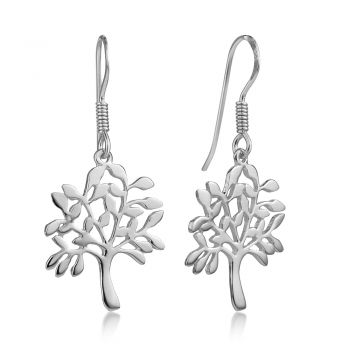 SUVANI Sterling Silver Open Filigree Tree of Life Symbol Polished Dangle Hook Earrings 1.4 inches