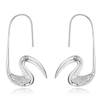 SUVANI 925 Sterling Silver Flamingo Bird Big Beak Vintage Large Unique Design Hook Earrings 2.1 inches
