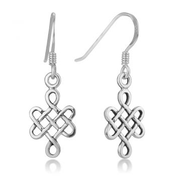 SUVANI 925 Oxidized Sterling Silver Quadruple Celtic Infinity Knot Symbol Dangle Drop Earrings 1.2”