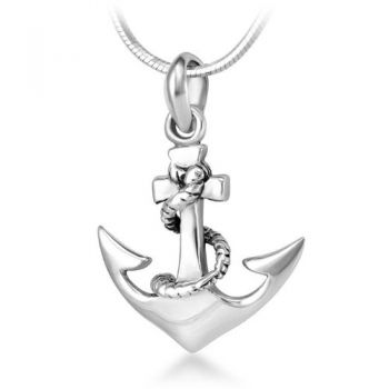 SUVANI 925 Sterling Silver Navy Sailor Ship Anchor Pendant Necklace, 18 inch Snake Chain