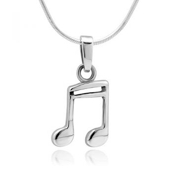 SUVANI 925 Sterling Silver 16th Note Music Lover or Musician Pendant Necklace, 18 inches
